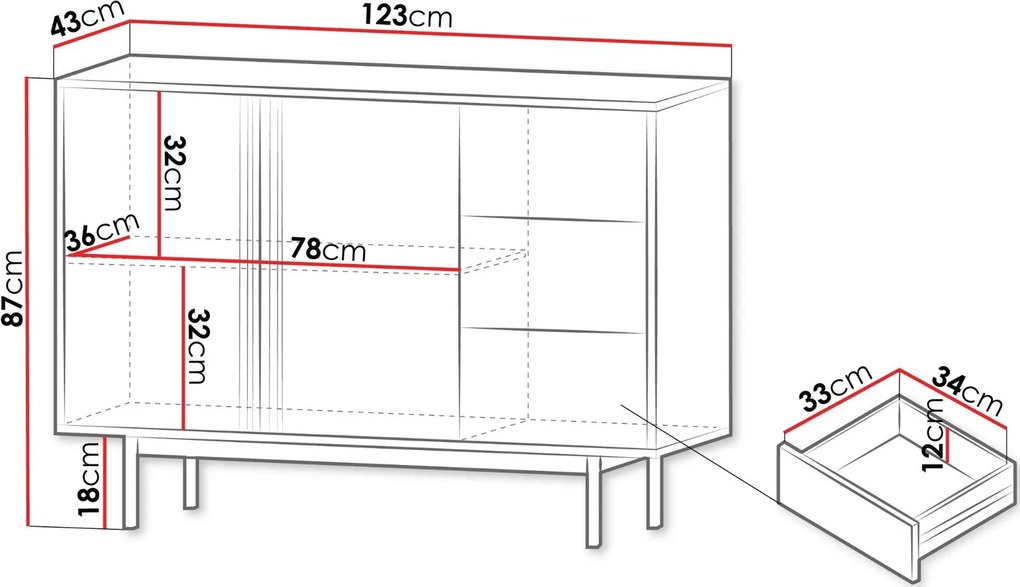 Бюфет Alsy Reg II-Тъмносив