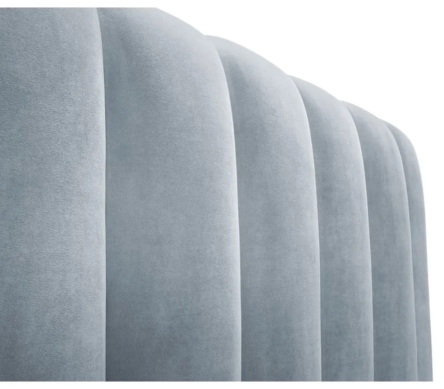 Светлосиньо тапицирано двойно легло с място за съхранение 200x200 cm Kelp - Micadoni Home