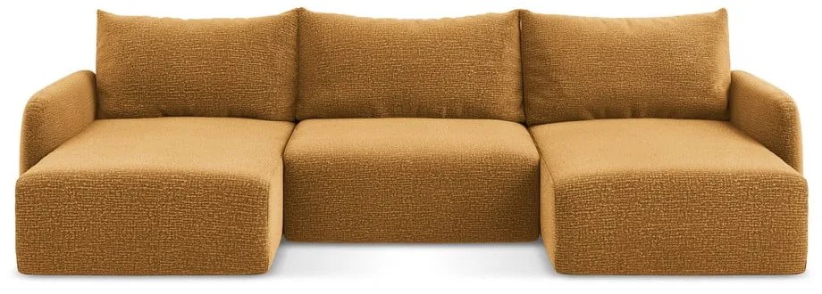 Оранжев разтегателен ъглов диван с място за съхранение Kalena – Makamii