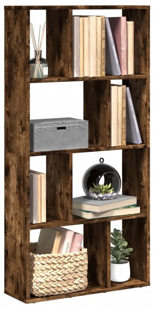858151 vidaXL Библиотека, опушен дъб, 60x20x120,5 см, инженерно дърво