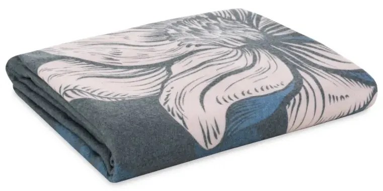Луксозно акрилно одеяло със смел мотив на цветя - синьо Ширина: 150 см | Дължина: 200 см