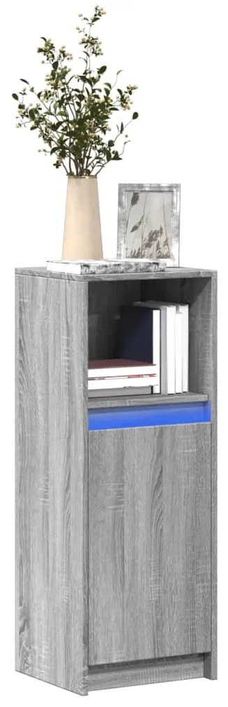 Sonata H Сайдборд с LED, сив сонома, 38x34x100 см, инженерно дърво