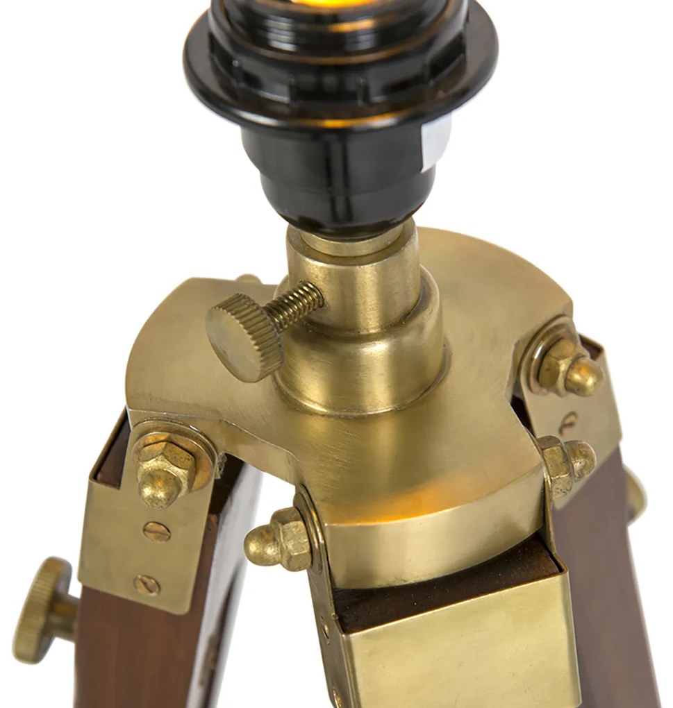 Подова лампа месинг със светло сив абажур 50 см триножник - Cortin