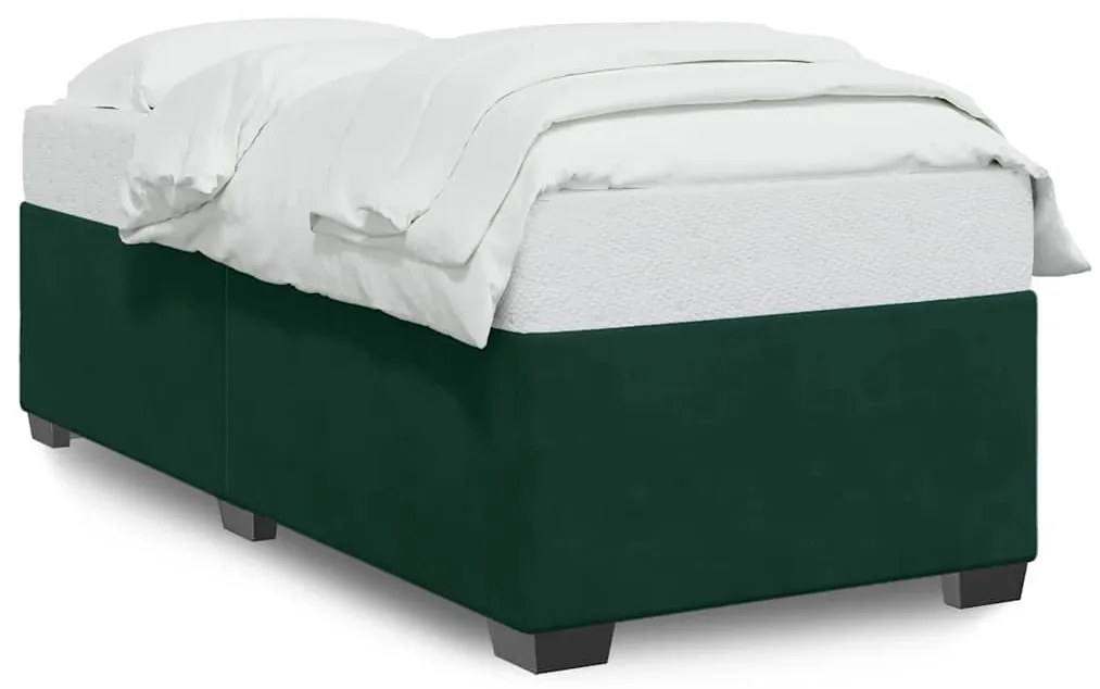 3284610 vidaXL Рамка за легло без матрак, тъмнозелена, 90x200 см, кадифе