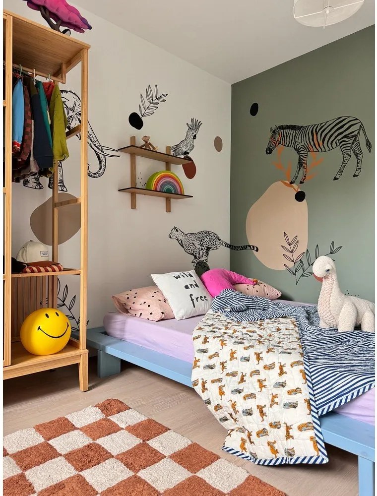 Светлосиньо двойно легло от масивен бор с включена подматрачна рамка 180x200 cm Japan – Karup Design