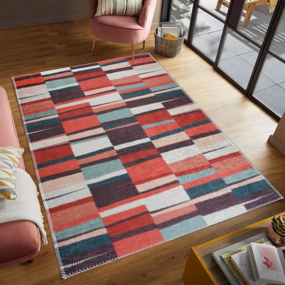 Червен килим подходящ за пране 160x230 cm Blocks of Fun – Vitaus