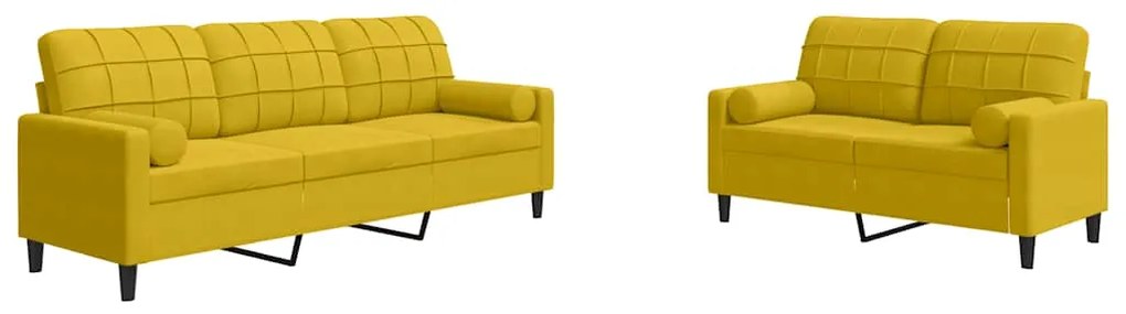 3278417 vidaXL Мека мебел от 2 части с възглавници и болстери жълт кадифе
