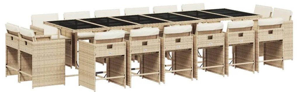 3211246 vidaXL Градински комплект с възглавници 17 части бежов полиратан