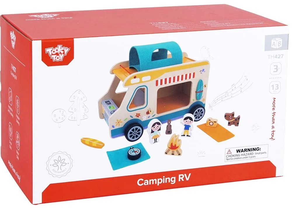 Tooky Toy - Дървен кемпер с фигури и аксесоари TH427