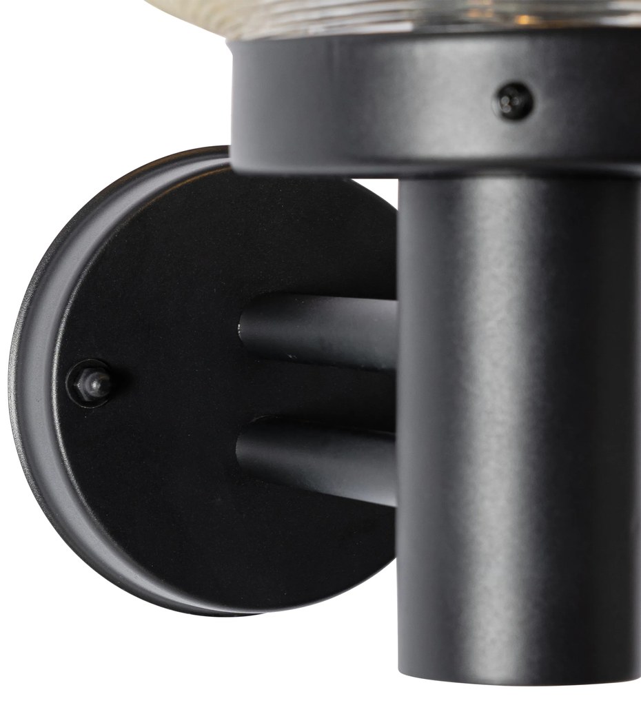 Модерна външна стенна лампа черна със стъкло - Elly