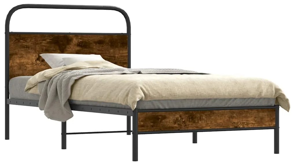 4100349 vidaXL Рамка за легло без матрак 90x200 см опушен дъб инженерно дърво