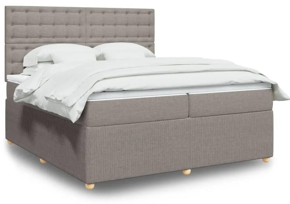 3292181 vidaXL Боксспринг легло с матрак, таупе, 200x200 см, плат