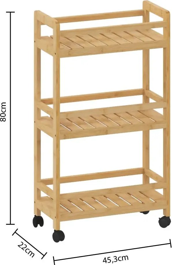 Кухненска количка 5five Linha, Малка, Бамбук, 3 нива