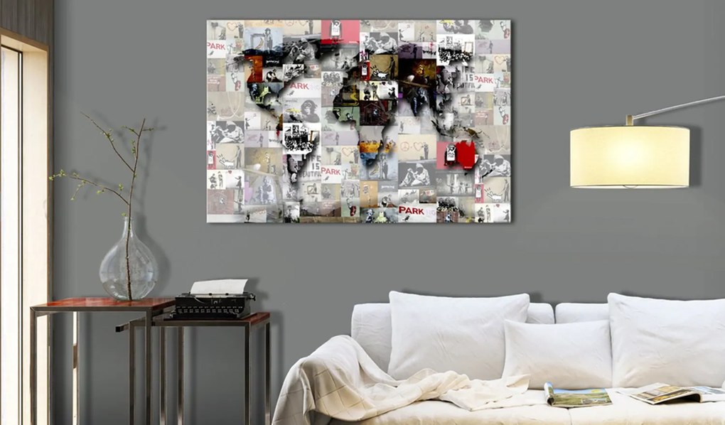 Платно печат - Карта: Banksy вдъхновение 120x80