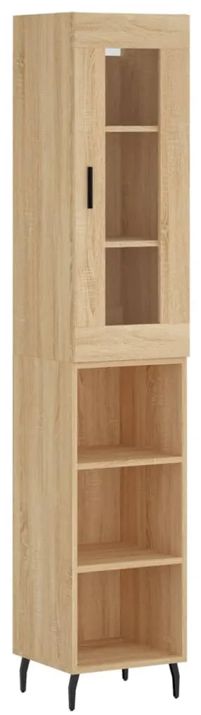 3199380 vidaXL Висок шкаф, сонома дъб, 34,5x34x180 см, инженерно дърво