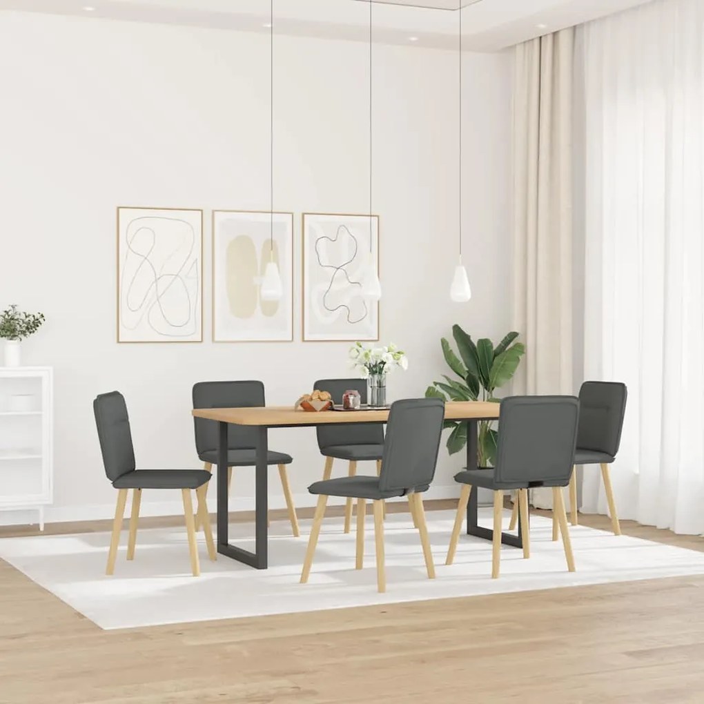 3315591 vidaXL Трапезни столове, 6 бр, тъмносиви, текстил