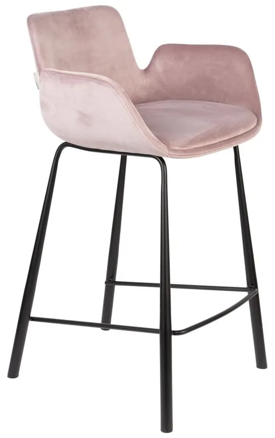 Светлорозови бар столове от кадифе в комплект от 2 броя 91,5 cm Brit - Zuiver