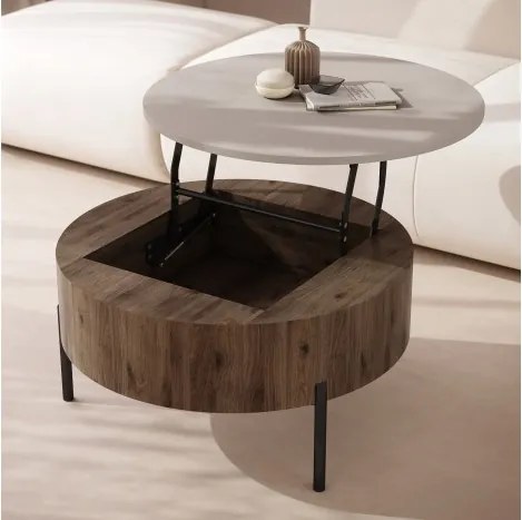 ФРИДА Бежово Таупе / Елегантен Орех – МОДЕРНА ХОЛНА МАСА С ПОВДИГАЩ ПЛОТ И СКРИТО ПРОСТРАНСТВО ЗА СЪХРАНЕНИЕ