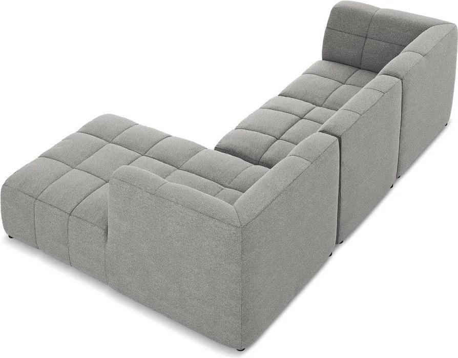 Сив ъглов диван от прежда с примки от букле (десен ъгъл) Aloha – Makamii