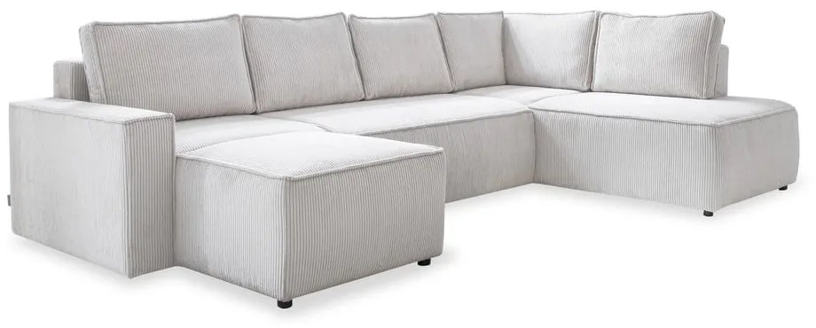 Бял разтегателен ъглов диван от рипсено кадифе (десен ъгъл/"U" форма) Brave Dave – Miuform