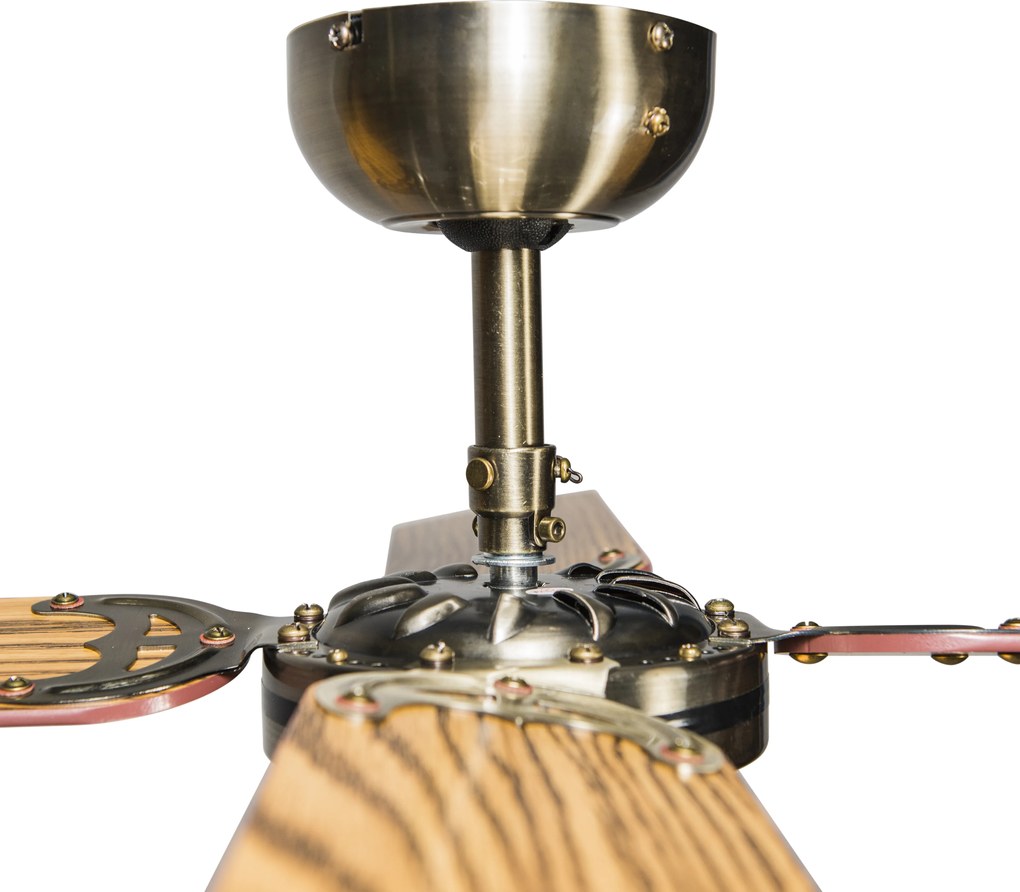 Индустриален таванен вентилатор със светлина 100 см дърво - Wind