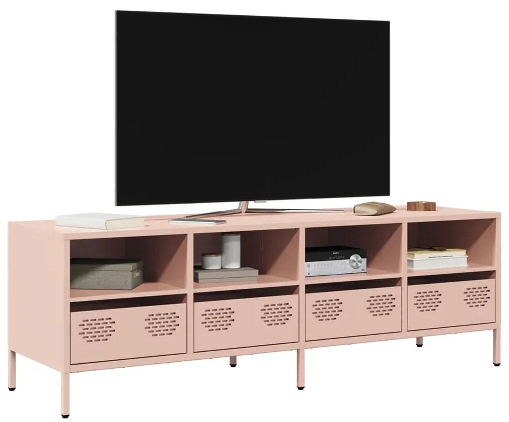 851329 vidaXL ТВ шкаф, розов, 135x39x43,5 см, студеновалцувана стомана