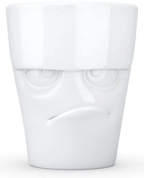 Бяла разгневена порцеланова чаша с дръжка - 58products