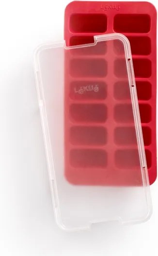 Форма за лед с капак Lekue 1009043, 23х11.8х3.2 см, 14 правоъгълни кубчета, -40 +60°C, Червен