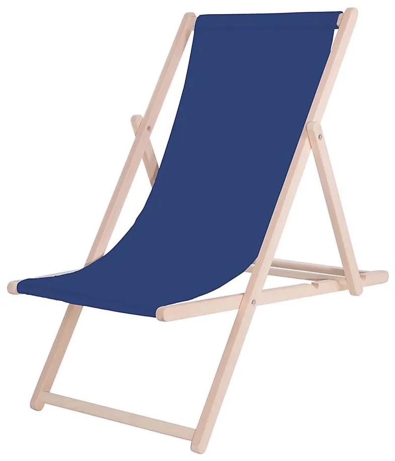 Градински шезлонг синьо/бук