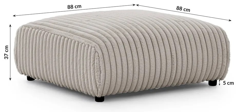 Светлосива табуретка от рипсено кадифе Justin – Ropez