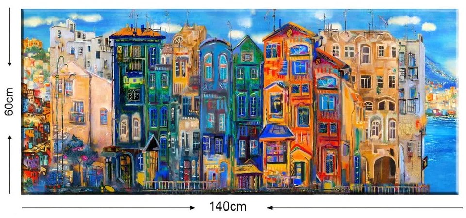 Изображение Цветни къщи, 140 x 60 cm Colourful Houses - Tablo Center