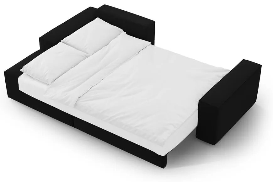 Черен кадифен разтегателен с място за съхранение ъглов диван (ляв ъгъл) Jodie – Micadoni