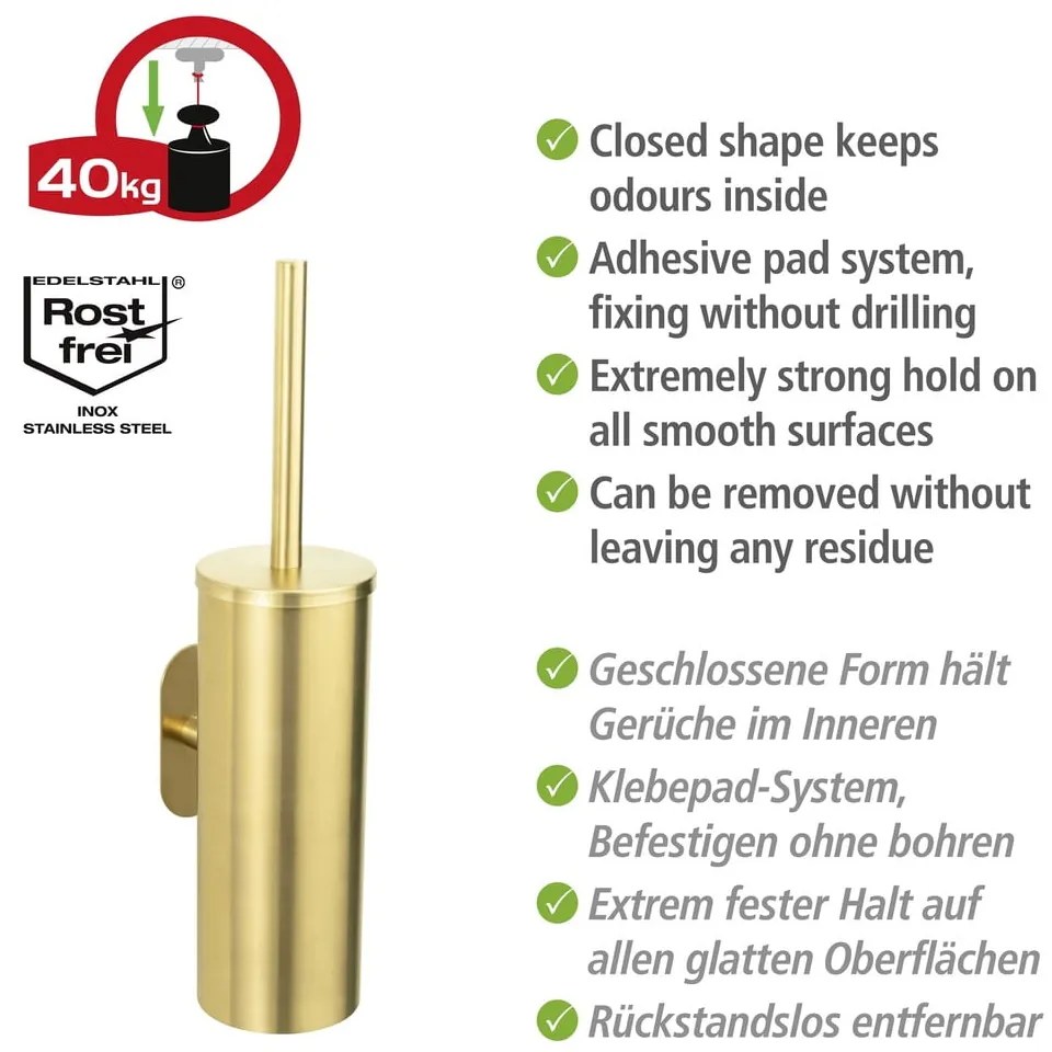 Самостоятелна четка за тоалетна от неръждаема стомана в златист цвят Orea Gold - Wenko