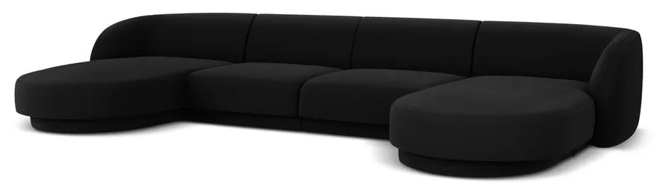 Ъглов диван от черно кадифе (U-образен) Miley - Micadoni Home
