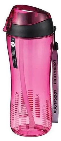 Спортна бутилка с сламка 550 мл, розова