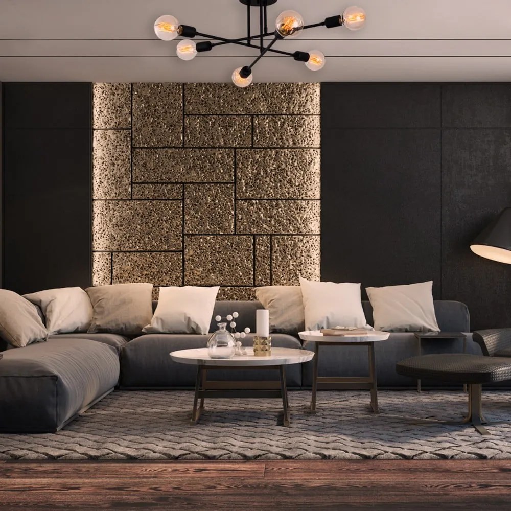 Черно осветително тяло за таван 64x64 cm Flower – Opviq lights