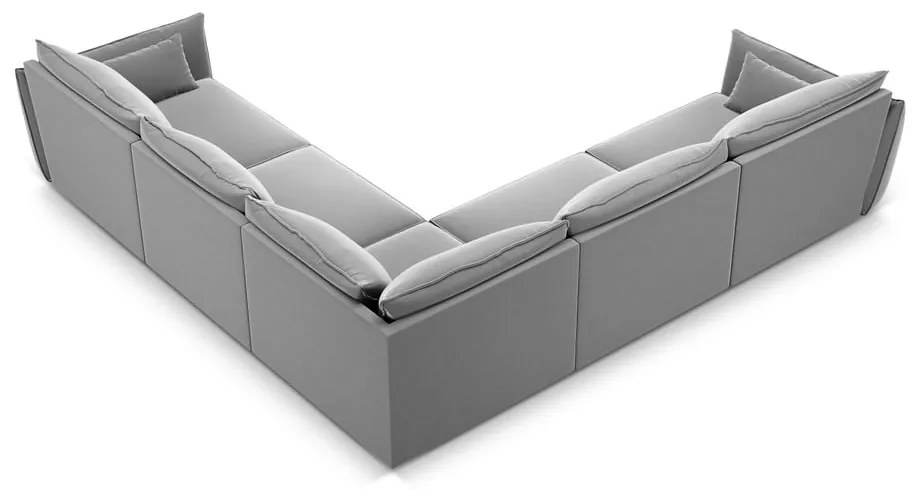 Светлосив кадифен ъглов диван Vanda – Mazzini Sofas