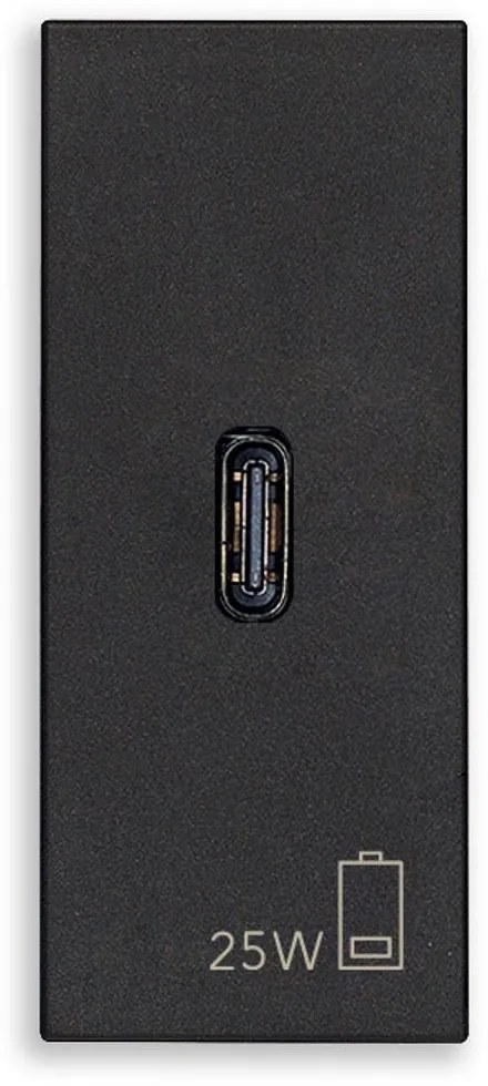 VIMAR 30292.C25G PD USB-C Контакт Linea 1M 25W, black,