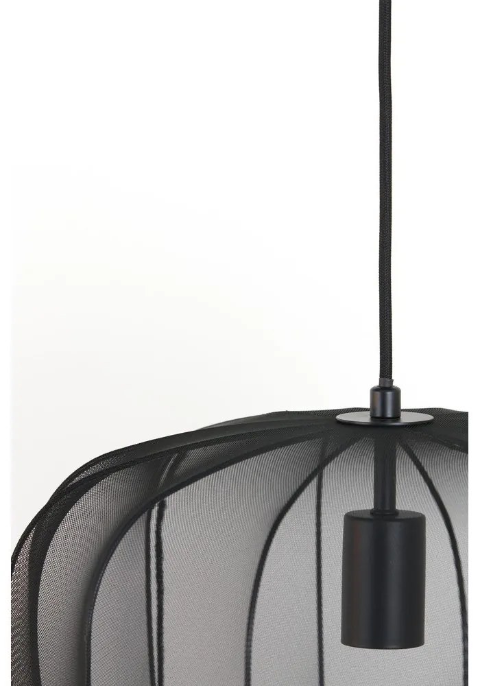 Черно висящо осветително тяло с текстилен абажур ø 40 cm Plumeria – Light & Living