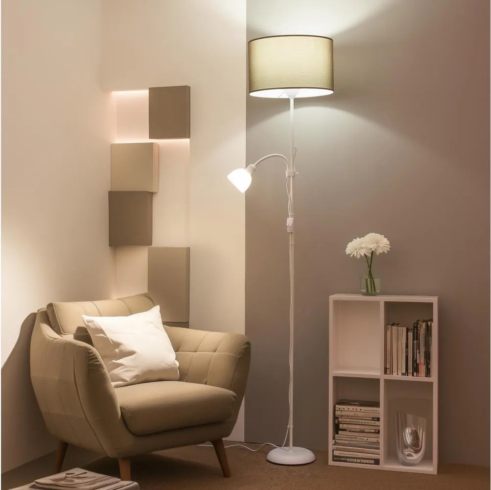 Brilagi - Подова лампа CERIA 1xE27/100W/230V + 1xE14/25W бяла/кафява