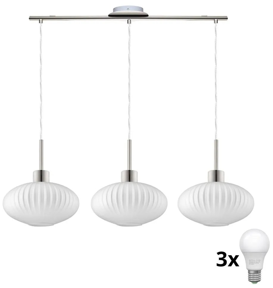 LED полилей с кабелно окачване HARMA 3xE27/60W/230V матов хром/бял