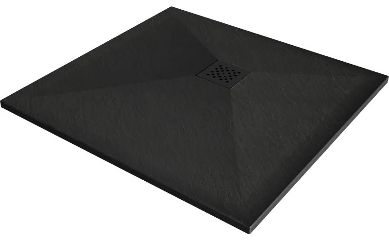 Mexen Stone+ композитен квадратен душов под 70 x 70 см, черен, черна маска - 44707070-B