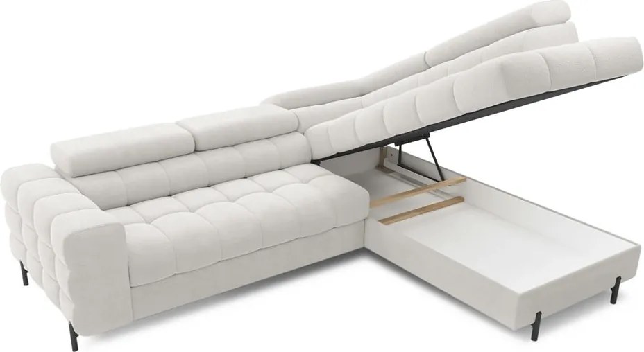 Кремав разтегателен ъглов диван с място за съхранение от букле (десен ъгъл L форма) Ferucce – ELTAP