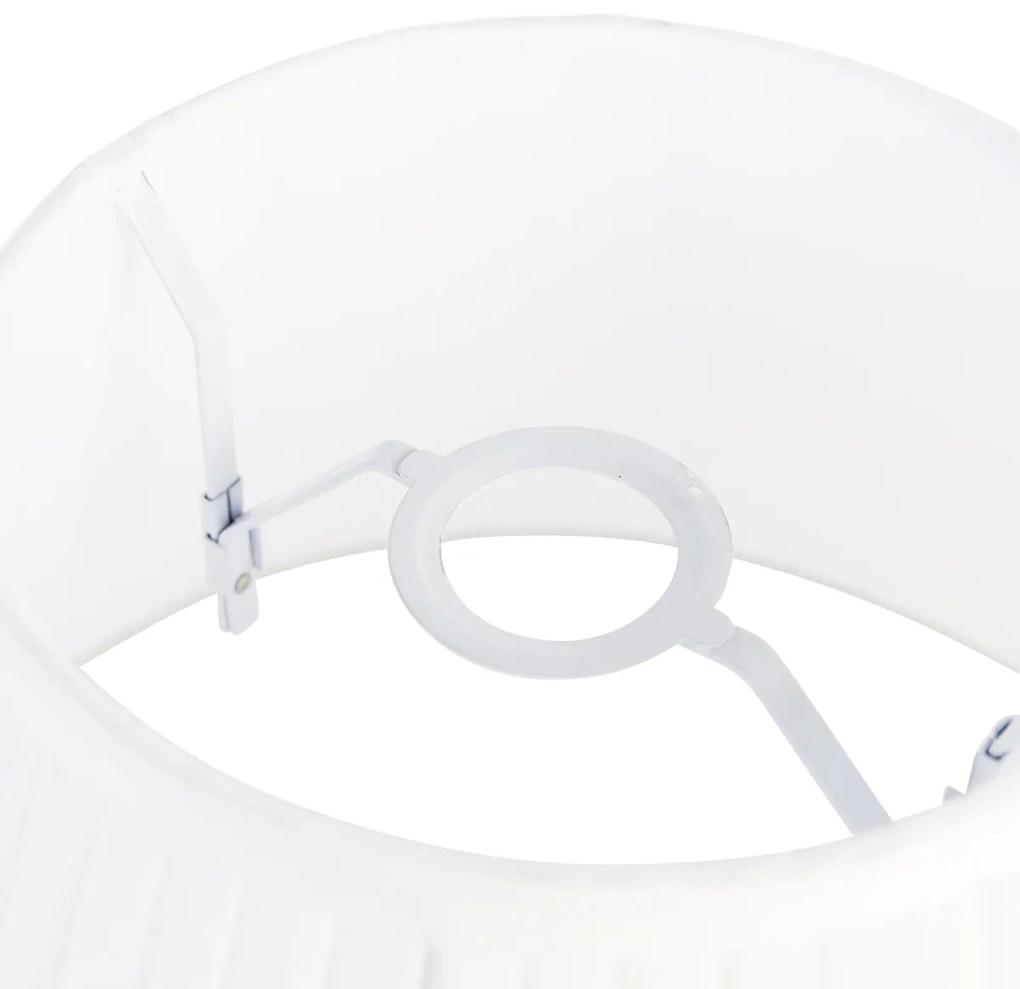 Плисиран абажур бял кръгъл наклонен 35/21/20