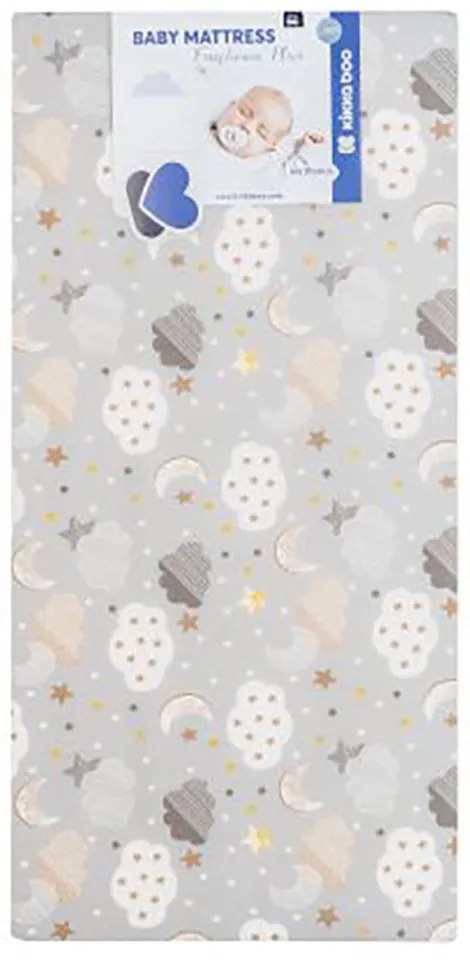 KIKKA BOO Матрак FANTASIA PLUS 60/120/8 см CLOUDS GREY
