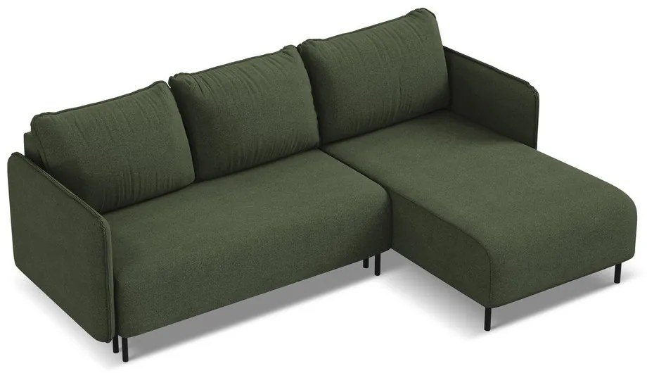 Зелен разтегателен ъглов диван с място за съхранение (десен ъгъл) Luana – Makamii