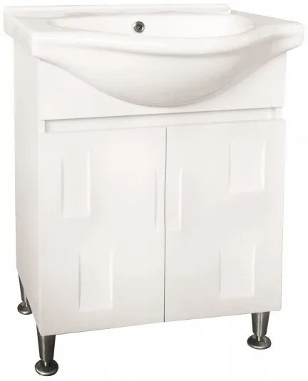 Долен шкаф за баня ICP 6592, PVC, бял, с умивалник, 65x51x85см