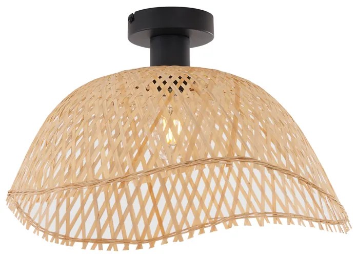 Таванно осветление в стил Арт Деко черно с естествен бамбук 40см - Alka