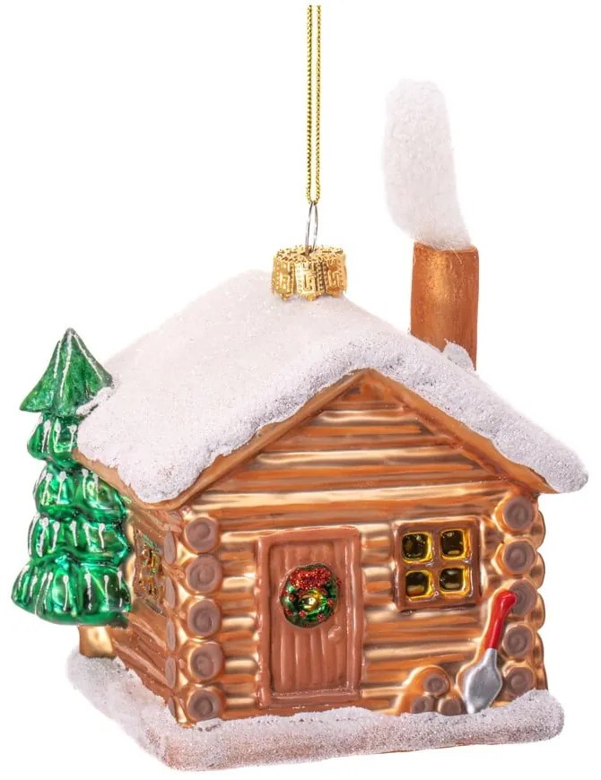 Стъклена ръчно изработена коледна украса 10 cm Christmas Cabin – Sass &amp; Belle