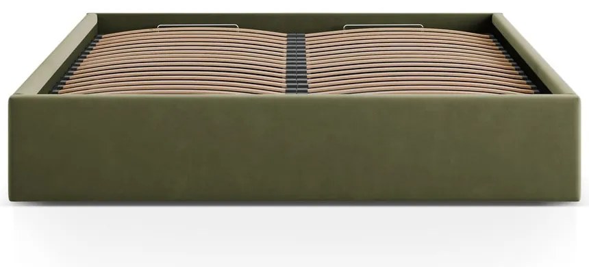 Зелено двойно легло 140x200 cm тапицирано с място за съхранение/без табла с включена подматрачна рамка Susan – Micadoni